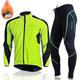 Nuckily Herren Fahrradhose mit Jacke Fleecejacke Winter warm halten Windundurchlässig 3D-Pad Atmungsaktiv Fahhrad Windbreaker Windjacke Sportkleidung MTB Mountain Rennrad Grün Rot Blau / Elasthan