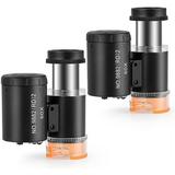 2 Pieces 60X Mini Pocket Microscope with 3 Light Jewelers Eye Loupe Portable Magnifing Glass for Handcrafts Jewelry