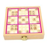 MERIGLARE Sudoku Board Game Wooden Sudoku Game Board with Number Tiles Educational Toy Brain Teaser Game Toy for Ages 7-14 Years Adults Pink