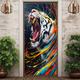 Oil Painting Tiger Door Covers Door Tapestry Door Curtain Decoration Backdrop Door Banner for Front Door Farmhouse Holiday Party Decor Supplies