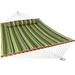 Sunnydaze 2-Person Quilted Fabric Double Hammock with Pillow - Blue and Green