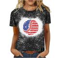 Dagegui Prime&Day Deals Womens American Flag Summer Plus Size Top 4th of July Tshirts for Women USA Flag Patriotic Shirts Cute Stars Stripes Graphic Tees Baseball Gift Tees L