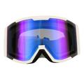 Outdoor Ski Goggles Double Layer Anti Fog Windproof Large View UV Protection Ski Goggles for Winter White Frame Blue Lens