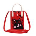 Cat Pattern Shoulder Bag Mini Handbag Hot Selling Fashion Vintage Knitted Hand Bag Colorful Cotton Thread Women's Tote Bags