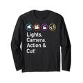 Licht, Kamera, Action und Schnitt, lustiges Filmteam, Regisseur Langarmshirt