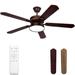 Ceiling Fan with Light and Remote - 52 Inch Indoor Outdoor Ceiling Fan for Porch Patio Bedroom Living Room 6 Speeds Reversible DC Motor 3CCT LED Quiet 5 Blades Bronze Ceiling Fan