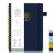 Lined Journal Notebook Spiral Notebook A5 Medium Leather Hardcover ALLTREE Twin Wire Spiral Bound Notebook with Tabs Pen Loop Pocket Stickers 160 Pages Journal for Women & Men Navy Blue(6 x8