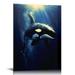 Nawypu Ocean Wall Decor Killer Whale Orca Sea Underwater Black Background Poster Wall Art Painting Canvas Print Inspirational Spiritual Room Bedroom Living Room Decor (Framed)