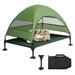 Libbipaw Elevated Dog Bed with Canopy Portable Raised Outdoor Dog Bed with Stable Anti-Slip Feet Large - Green