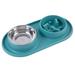 YiHWEI Dog Bowl Stand Small Size Dog Pet Supplies Slow Food Bowl With Anti Leak Outer Ring Design Anti Slip Fall Dog Food Bowl Double Feeding Drinking Bowl 2 In 1 Stainless Steel Dog Food Water Silver