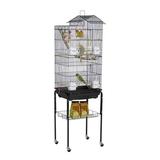 Bird Cage Bird House with 2 Toys Roof Top Large Parrot Parakeet Bird Cage for Lovebirds Flight Bird Cage Birdcage Black