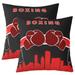 YST Set of 2 Black Red Decorative Pillow Covers 18x18 Inch for Girls Boxing Pillow Covers Extreme Sports Red Boxing Gloves Throw Pillow Covers Pugilism Games Cushion Covers Gamer Room Decor