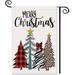 Merry Christmas Cow Garden Flag: Highland Cow with Santa Hat Premium Burlap Yard Flag Double Sided - Red Holly Farmhouse House Outdoor Decor Xmas Seasonal Holiday Decoration