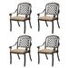 4-PCS Cast Aluminum Patio Dining Chairs All Weather Patio Bistro Dining Chairs Set of 2 with Armrests & Cushion Stackable Patio Dining Chairs for Garden Balcony Deck Bronze (With Cushion)