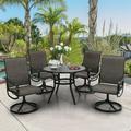 5-piece Round Patio Dining Set with Padded Sling Swivel Chairs Padded