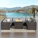 TANGJEAMER 9 Piece Patio Furniture Set with Fire Pit Table All Weather Outdoor Sectional PE Rattan Patio Conversation Sets with Cushions and Glass Coffee Table for Garden Lawn Balcony Grey