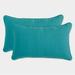 Pillow Perfect Forsyth Solid AIF4 Indoor/Outdoor Lumbar Pillow Plush Fill Weather and Fade Resistant Lumbar - 11.5 x 18.5 Blue 2 Count