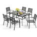 durable VILLA Patio Dining Set 7 Pcs 1 Metal Dining Table and 6 Patio Stackable Chairs for Outdoor Backyard Bistro Furniture Set