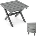 Outdoor Folding Side Table - Foldable Weather-Resistant HDPE Adirondack Table Compact Square End Table for Indoor Patio Garden Porch Easy Maintenance No Assembly Required (1 Gray)