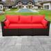 Rattaner Patio Furniture 3 Seater Sofa Outdoor Furniture Outdoor Couch Deep Seat Hight Backrest with Waterproof Cover Grey Anti-Slip Cushions