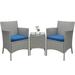 Topeakmart 3-Piece Wicker Furniture Set with Cushions and Side Table for Garden Gray/Dark Blue