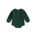 aturustex Infant Sweater Romper with Solid Color Round Neck and Long Sleeves