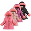 Esaierr Kids Toddler Winter Jacket Coats for Girls Baby long Fleece Hooded Cotton Coats Mid-Length Long Sleeve Casual Fashionable Jacket Winter Warmth Cotton Outerwear for 3-12 Y