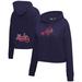 Women's Pro Standard Navy Atlanta Braves Classic Fleece Cropped Pullover Hoodie