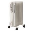 (1) 7 Fin 1500w Oil Filled Radiator Heater 1.5kw Portable White Thermostat Settings