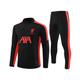 (16) Liverpool Soccer Jersey Set Football Training Suit Adult Kids Long Sleeve Tracksuit For Fans - Black & Red