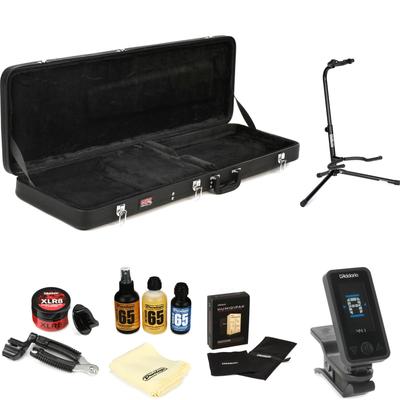 Gator Economy Wood Case Essential Care Bundle - Solidbody Electric Guitar