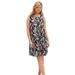 Plus Size Women's Sleeveless Shift Dress by ellos in Black Multi Leaf Print (Size 4X)