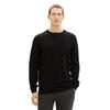 Rundhalspullover TOM TAILOR, Herren, Gr. XL, schwarz, Strick, Obermaterial: 100% Baumwolle, unifarben, casual, regular fit, Rundhals, Langarm Bündchen, Pullover, mit Logostickerei
