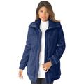 Plus Size Women's Textured Fleece Bomber Coat by Roaman's in Evening Blue (Size 1X)