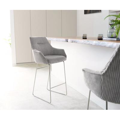 DELIFE Barstuhl Alja-Flex Cord Silbergrau Kufengestell Edelstahl Taschenfederkern, Barstühle Image
