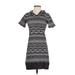 PrAna Casual Dress - Shift V-Neck Short sleeves: Gray Chevron/Herringbone Dresses - Women's Size Small