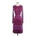 Tory Burch Casual Dress - Sheath Crew Neck 3/4 sleeves: Purple Dresses - Women's Size Small