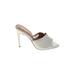 Express Heels: Slip-on Stilleto Cocktail Ivory Solid Shoes - Women's Size 6 - Open Toe