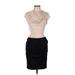 Bebe Casual Dress - Mini Cowl Neck Short sleeves: Tan Print Dresses - New - Women's Size Medium
