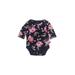 Baby Gap Long Sleeve Onesie: Black Floral Bottoms - Size 0-3 Month