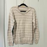 J. Crew Sweaters | J. Crew Cotton Cashmere V-Neck Sweater / Beige-Gray Stripe / S | Color: Gray/Tan | Size: S