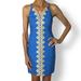 Lilly Pulitzer Dresses | Lilly Pulitzer Pearl Sheath Lapis Blue Gold Lace Pique V Neck Dress Size 00 | Color: Blue/Gold | Size: 00