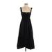 Aqua Casual Dress - Wrap Square Sleeveless: Black Solid Dresses - Women's Size Small