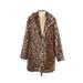 LANSHIFEI Faux Fur Jacket: Mid-Length Brown Leopard Print Jackets & Outerwear - Women's Size Large