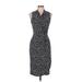 Lark & Ro Cocktail Dress - Sheath: Black Floral Motif Dresses - Women's Size 8