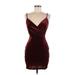 Windsor Cocktail Dress - Mini V Neck Sleeveless: Burgundy Print Dresses - Women's Size Medium