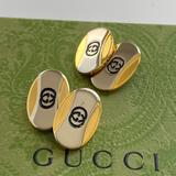 Gucci Accessories | Gucci Gg Logo Gold Tone Cuff Links /4p0094 | Color: Gold/Silver | Size: Os