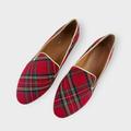 J. Crew Shoes | J. Crew Tartan Plaid Loafers In Color Red Black Multi | Color: Red | Size: 7.5