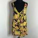 Free People Dresses | Free People Women's Jump And Jive Floral Multi-Color V-Neck Mini Tank Dress 10 | Color: Black/Yellow | Size: 10