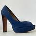 Coach Shoes | Coach Womens Blue Suede Platform Peep Toeplatform Heels Size 7m Nwob | Color: Blue | Size: 7
